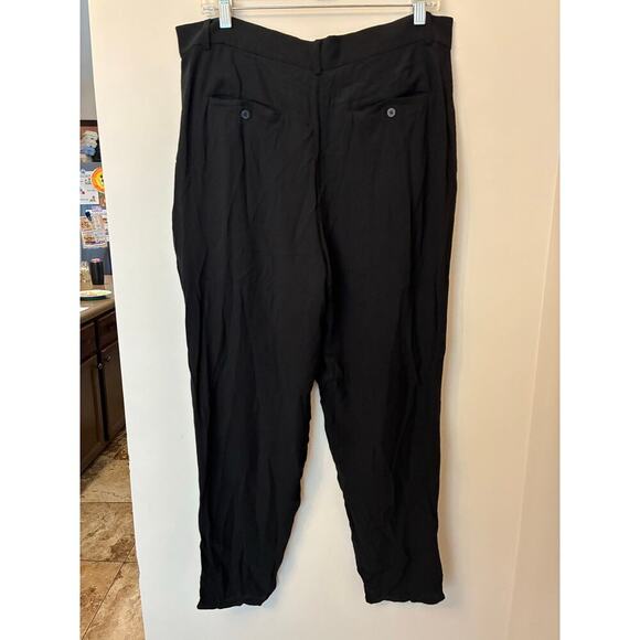 Eileen Fisher Silk Georgette Crepe Straight Pant Easy Fit Ankle Length Black M - Picture 2 of 7